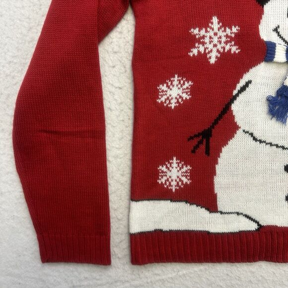Carolyn Taylor Christmas Sweater XL Red White Snowman Snowflakes Long Sleeve - Picture 5 of 12